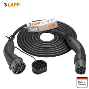 LAPP Type 2 HELIX® įkrovimo kabelis, iki 11 kW, 5 m, juodas/oranžinis