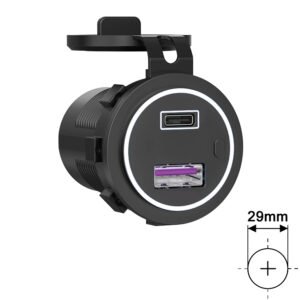AMPIRE Dual USB-C/USB-A įkroviklis 12V/24V 2.1A ZBC032