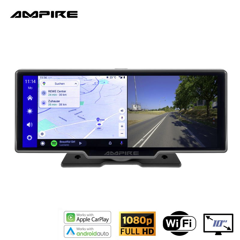 AMPIRE išmaniojo telefono monitorius 25,4 cm (10 colių) su dviguba AHD vaizdo kamera ir galinės vaizdo kamers funkcija CPM101 - Image 3