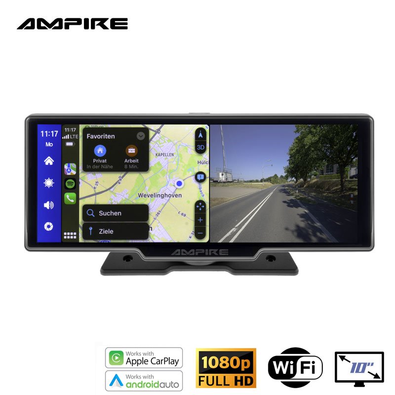AMPIRE išmaniojo telefono monitorius 25,4 cm (10 colių) su dviguba AHD vaizdo kamera ir galinės vaizdo kamers funkcija CPM101 - Image 6