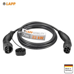 LAPP Type 2 HELIX® įkrovimo kabelis, iki 22 kW, 7 m, juodas/oranžinis