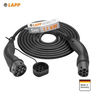 LAPP Type 2 HELIX® įkrovimo kabelis, iki 11 kW, 5 m, juodas/oranžinis